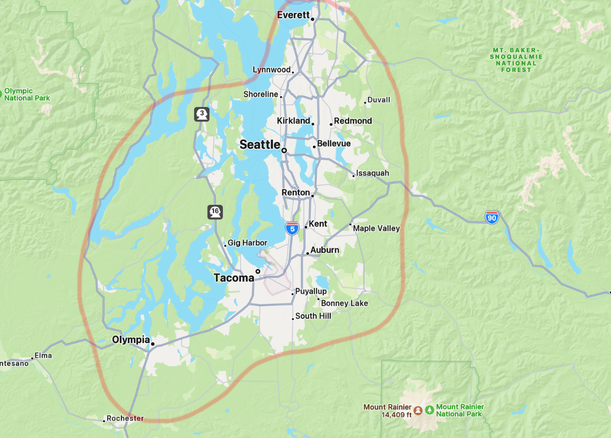 BMW Mobile Repair Service Area Map Western Washington